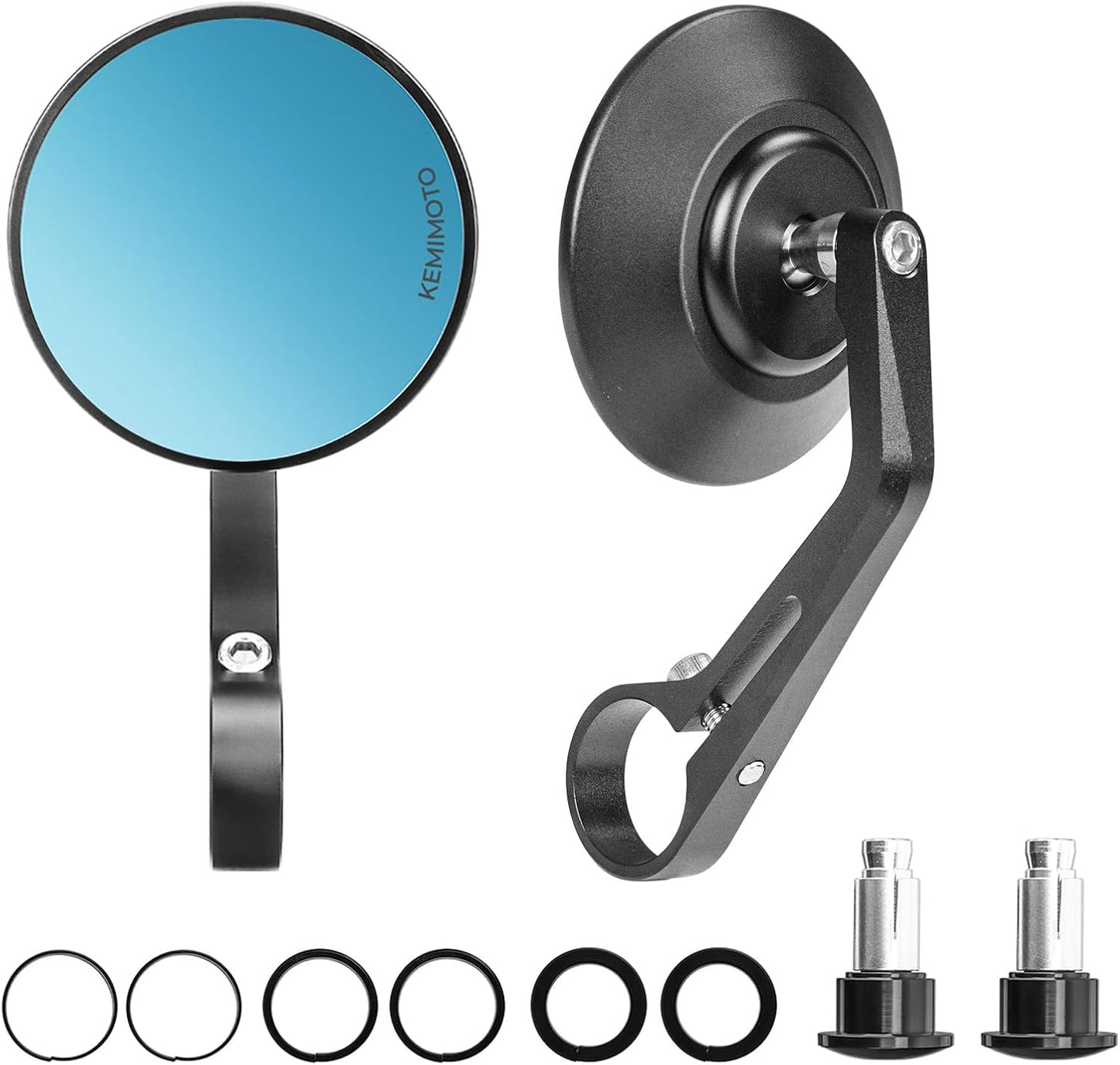 KEMIMOTO Motorcycle Bar End Mirrors for Clear Wide View