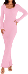 MEROKEETY Women's Long Sleeve Bodycon Sweater Dress - Flattering Fit