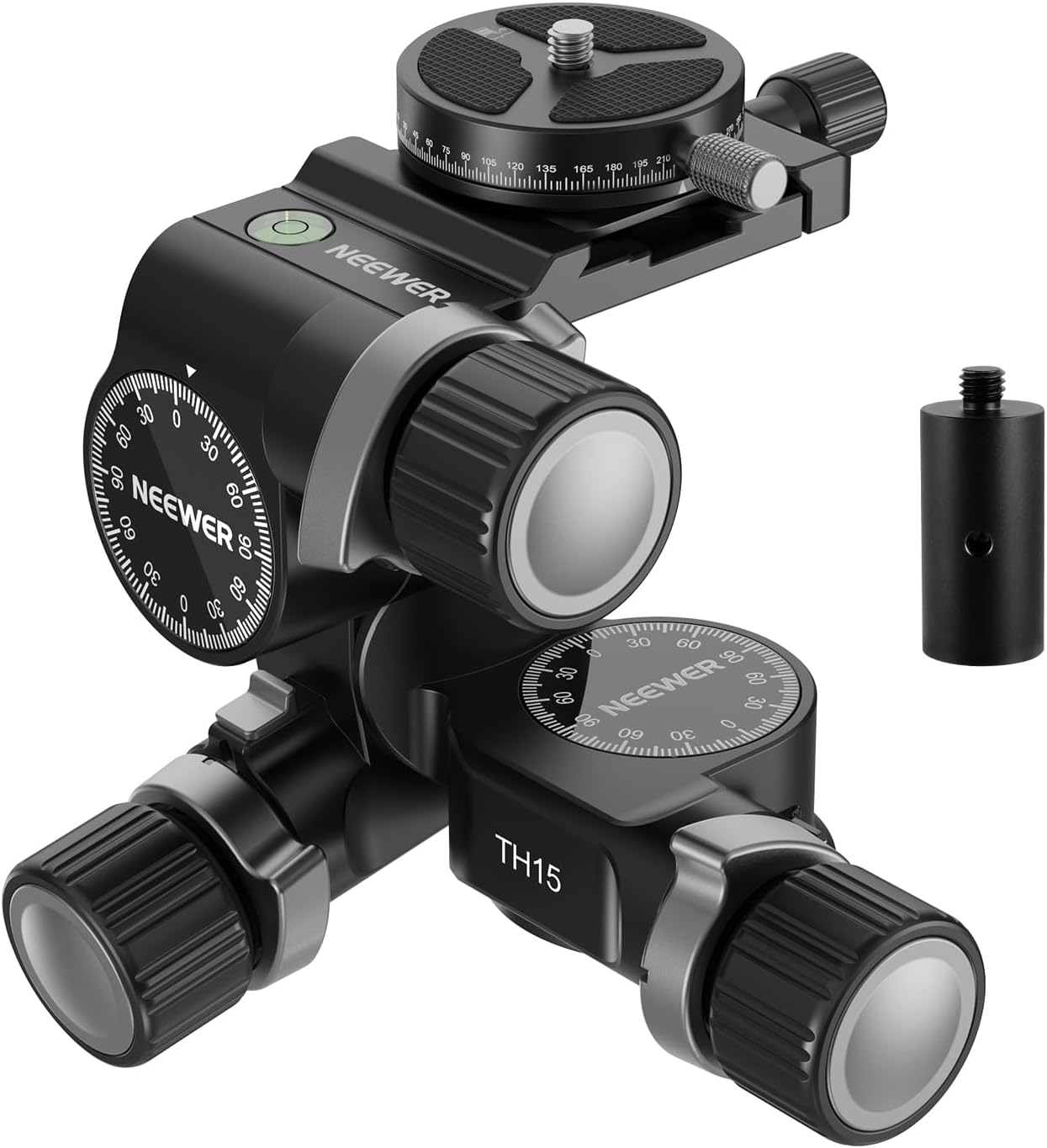 NEEWER 3 Way Geared Tripod Head for Precision Photography