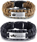 LF Stainless Steel His Her King Queen Paracord Couple Bracelets