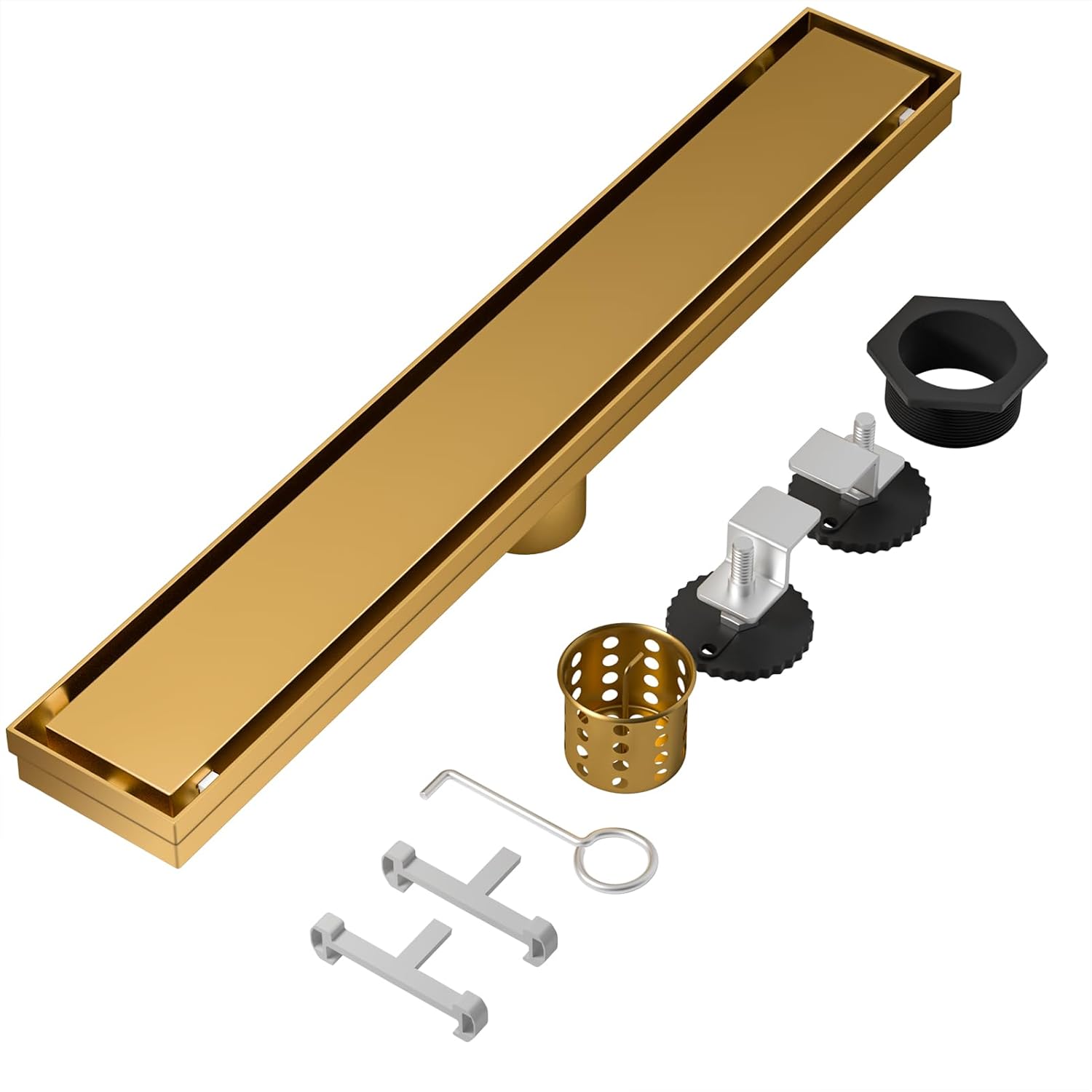 Linear Shower Drain Gold 18 Inch for Seamless Bathroom Design