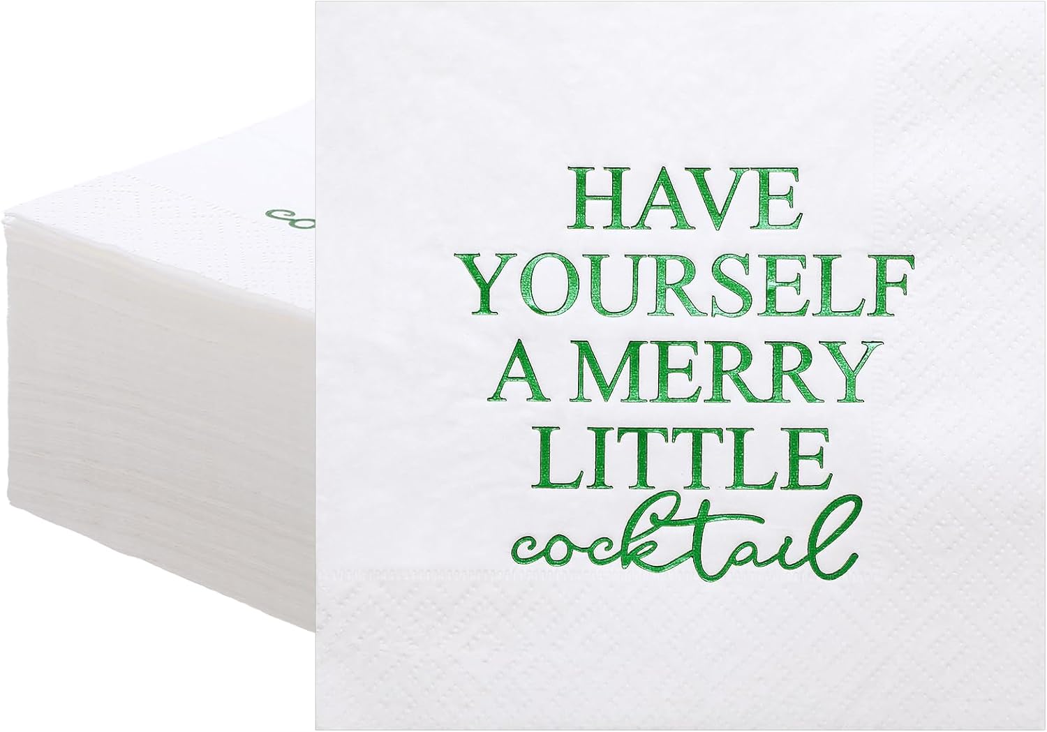 100 Pcs Merry Little Cocktail Christmas Napkins