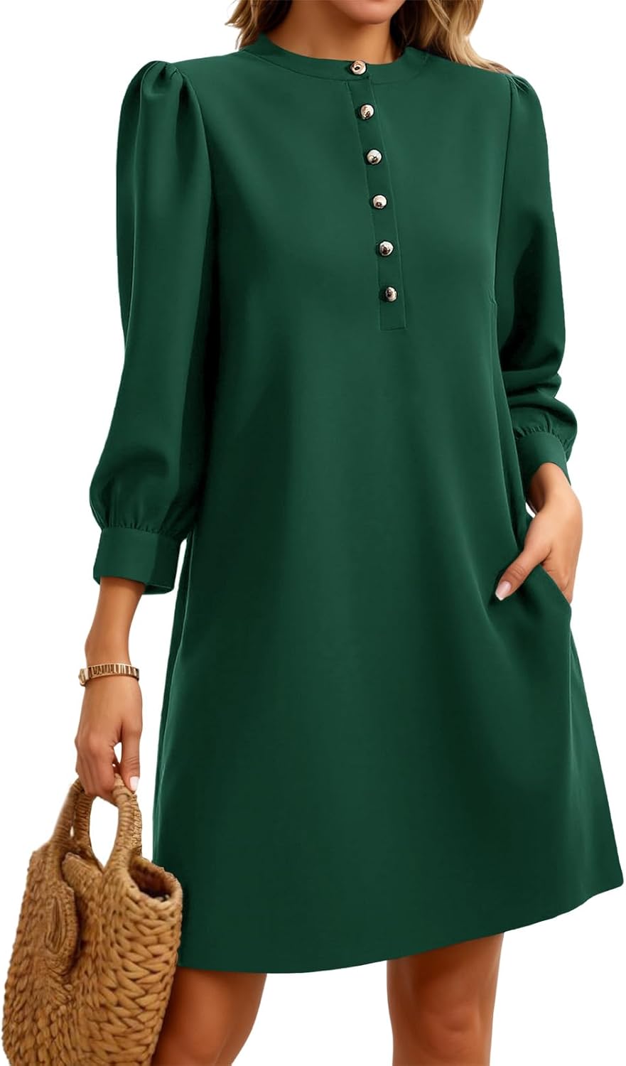 Wenrine Womens 3/4 Puff Sleeve Mini Dress for Every Occasion