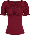 Scarlet Darkness Women's Renaissance Shirt Puff Sleeve Square Neck Top