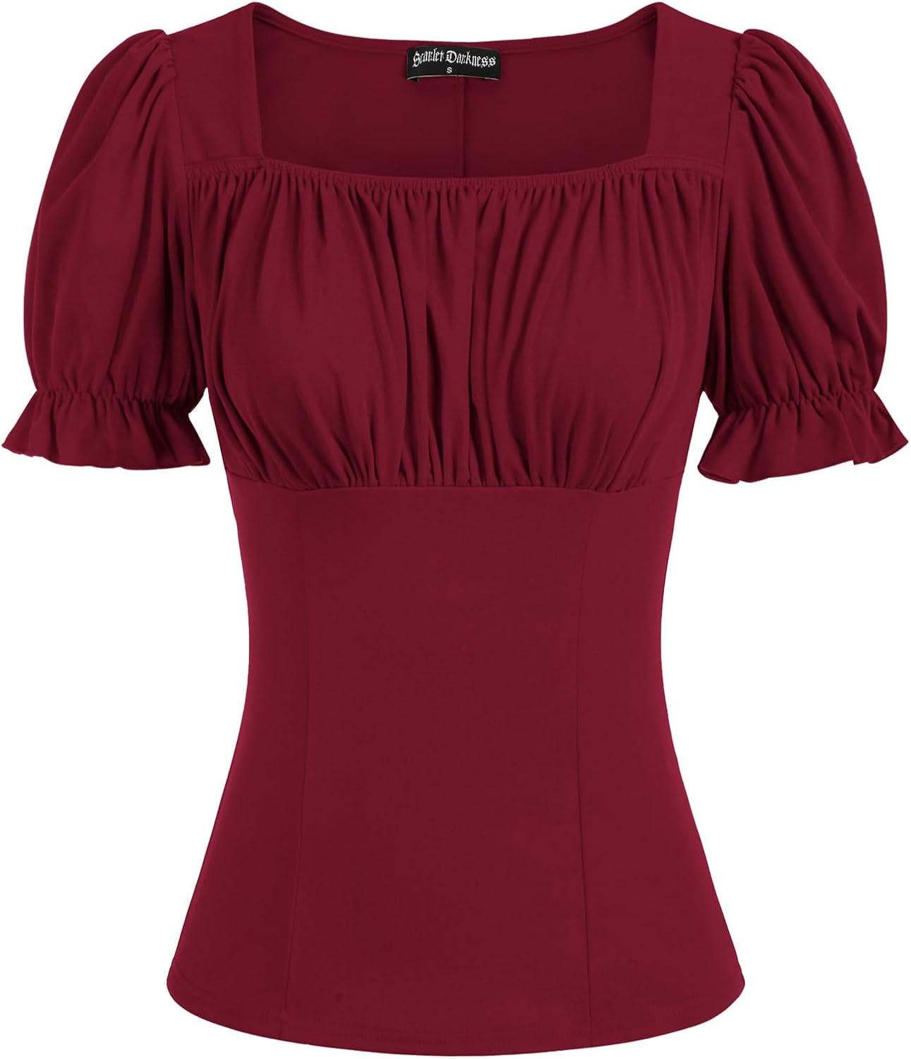 Scarlet Darkness Women's Puff Sleeve Square Neck Renaissance Top