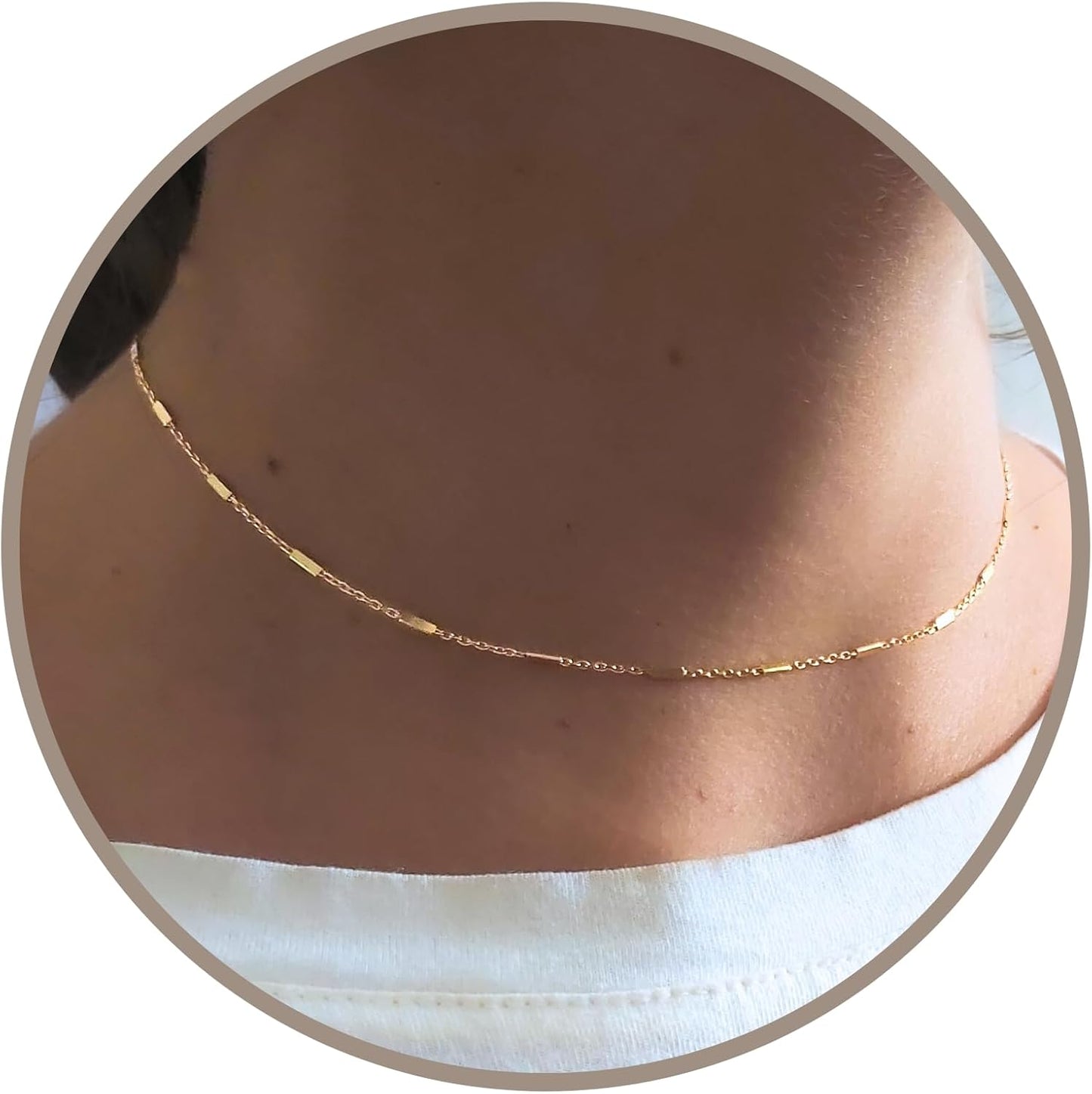 Annika Bella Choker Necklace - Gold Chain for Women, 13-16 in