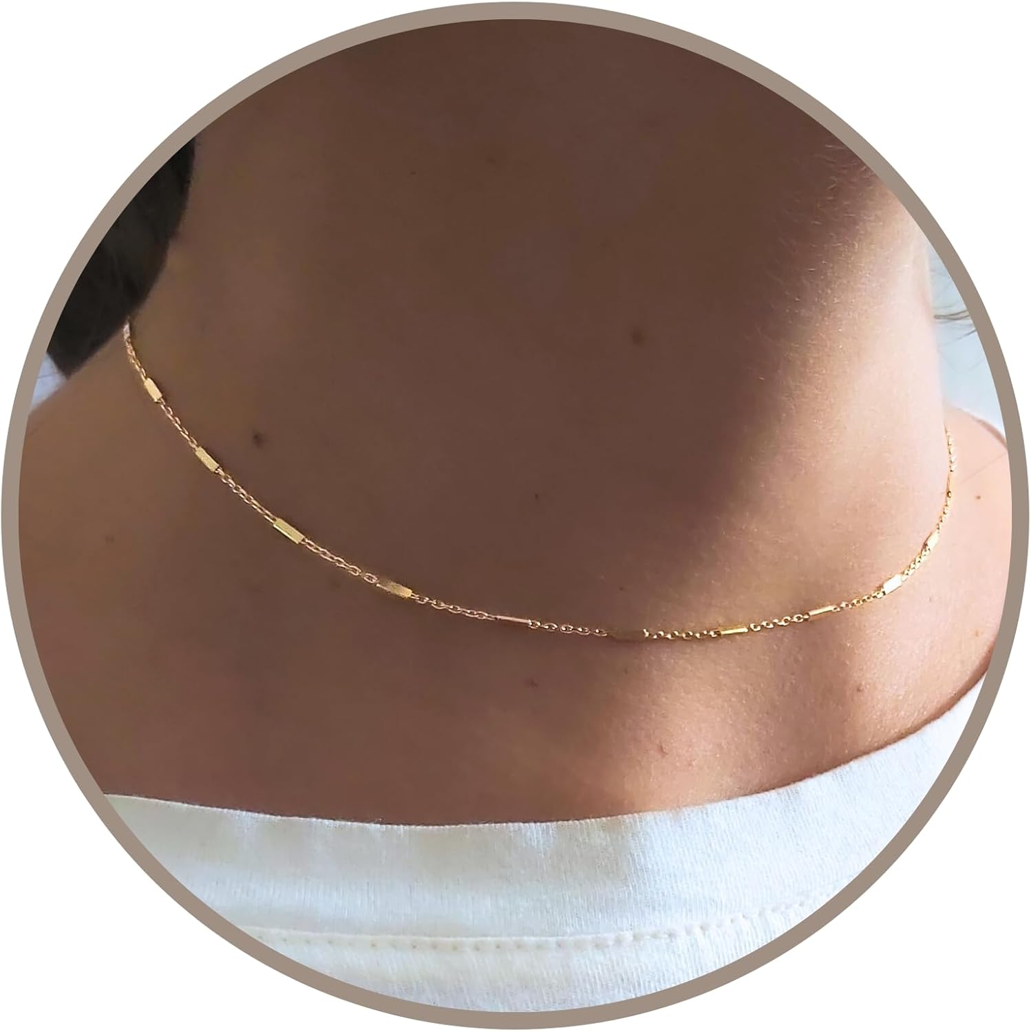Annika Bella Choker Necklace - Gold Chain for Women, 13-16 in