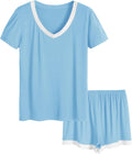 Latuza Women's V-neck Sleep Set with Short Sleeves for Cozy Nights