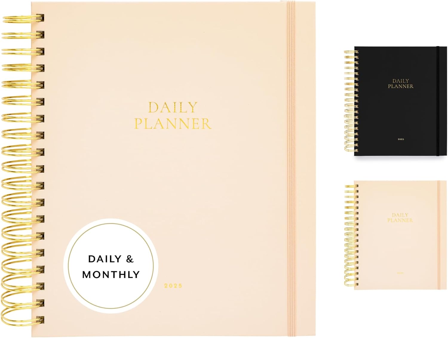 2025 Daily Spiral Planner for Women, Hourly Format, Pale Pink