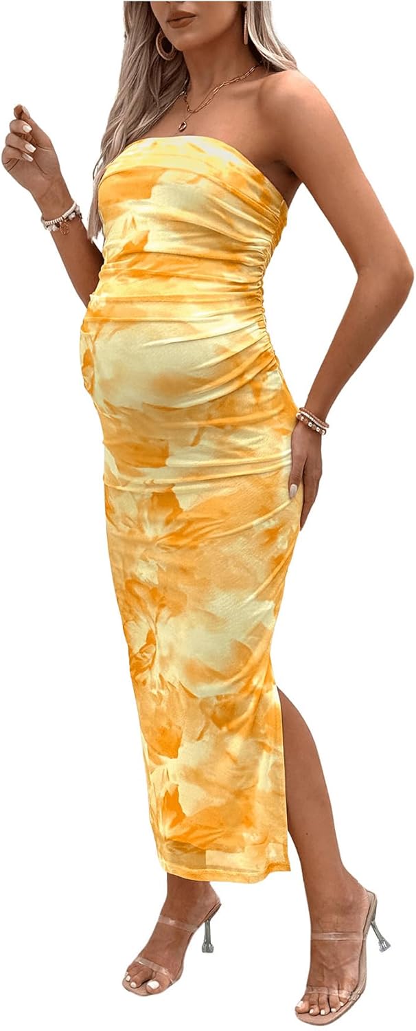 Milumia Women's Maternity Floral Mesh Tube Dress for Every Occasion