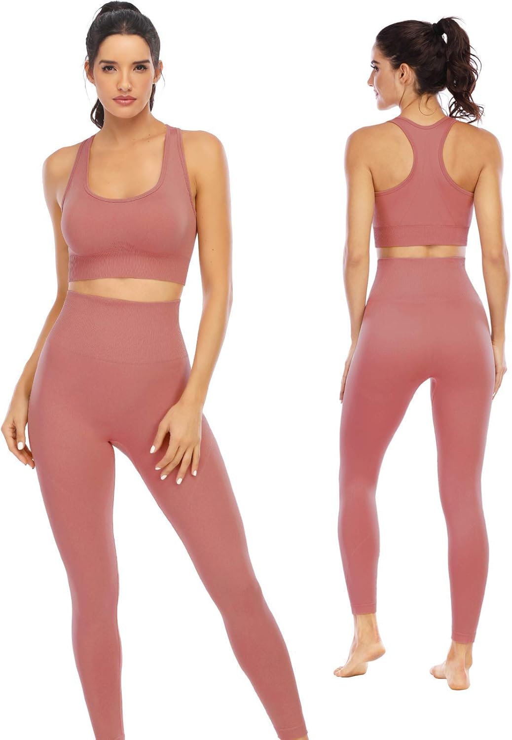 High Waisted Seamless Leggings and Padded Sports Bra Set
