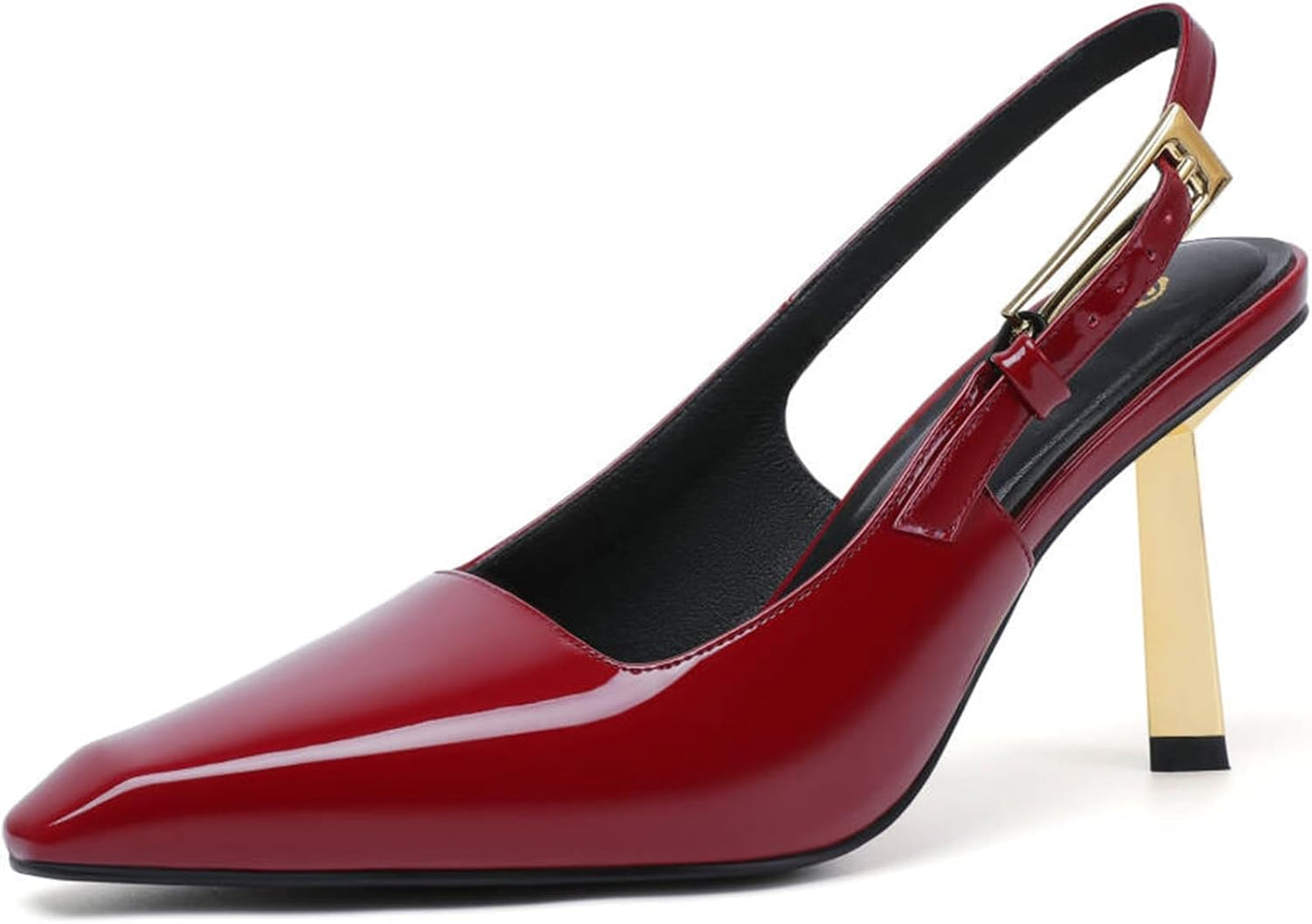 RIBONGZ Slingback Heels for Women - Elegant Dark Red Pumps
