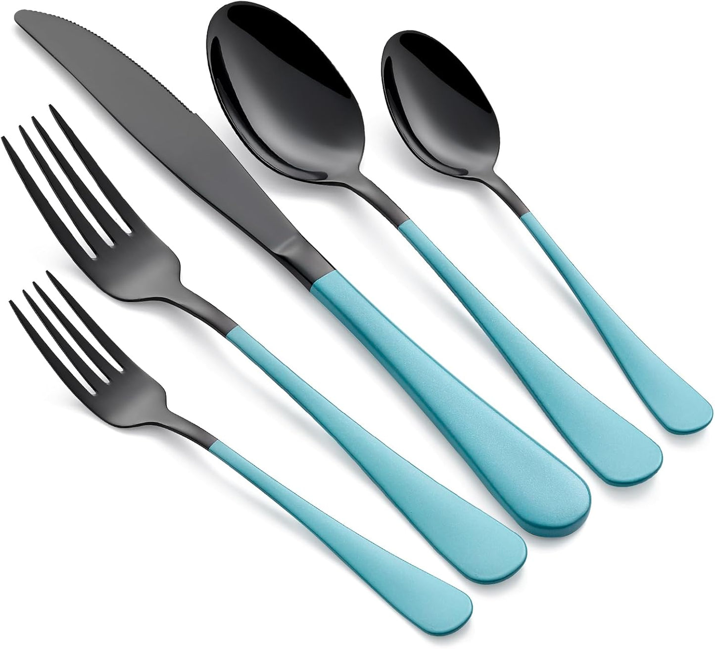 20-Piece Lake Blue Stainless Steel Silverware Set for Dining