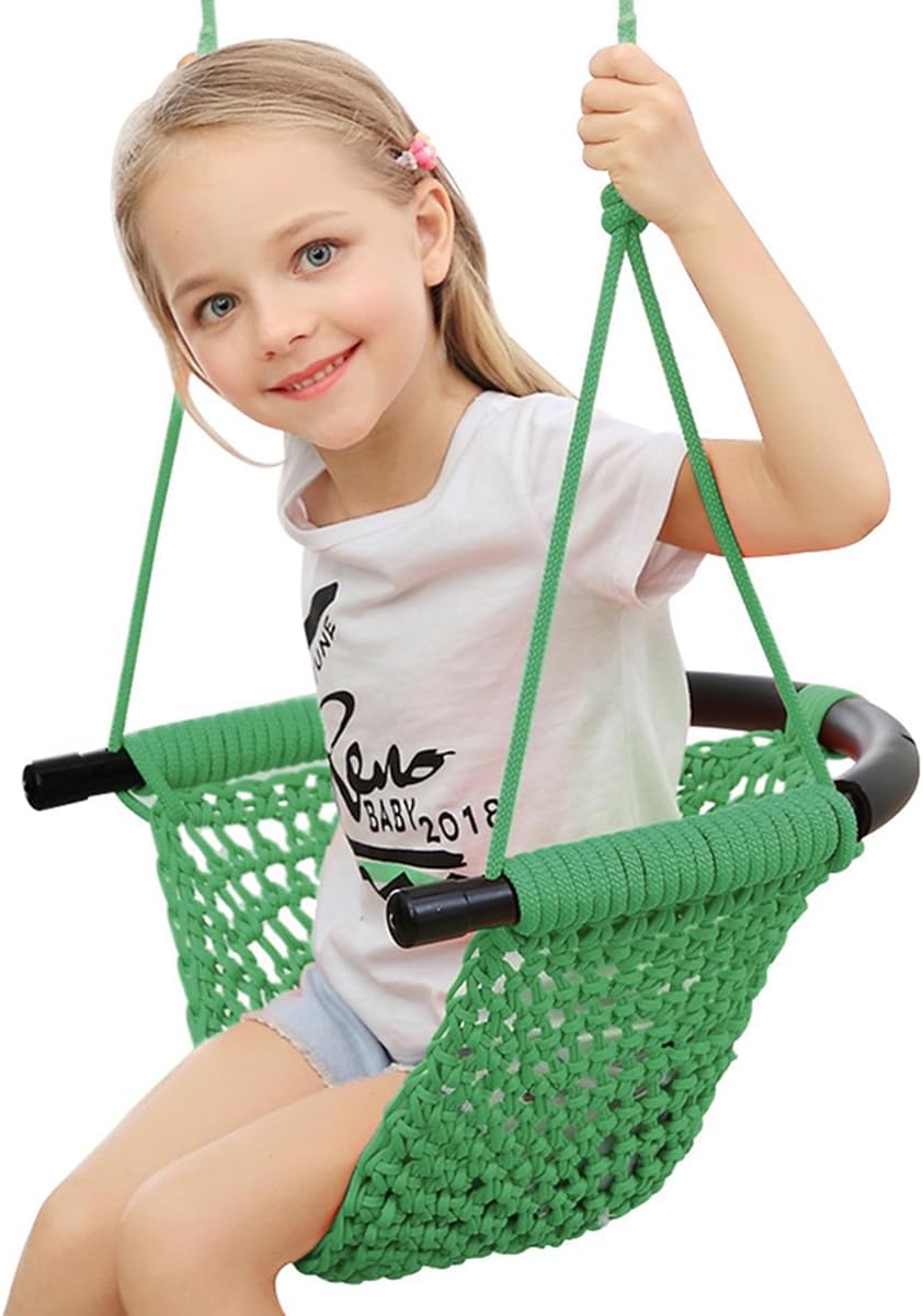 Hand-Knitting Toddler Swing Seat for Kids with Adjustable Ropes