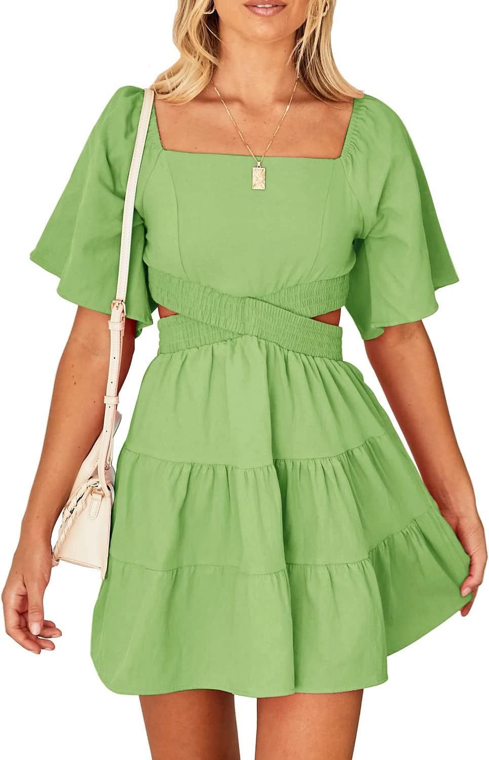 Shy Velvet Women's Summer Dress: Stylish Square Neck Mini Dress