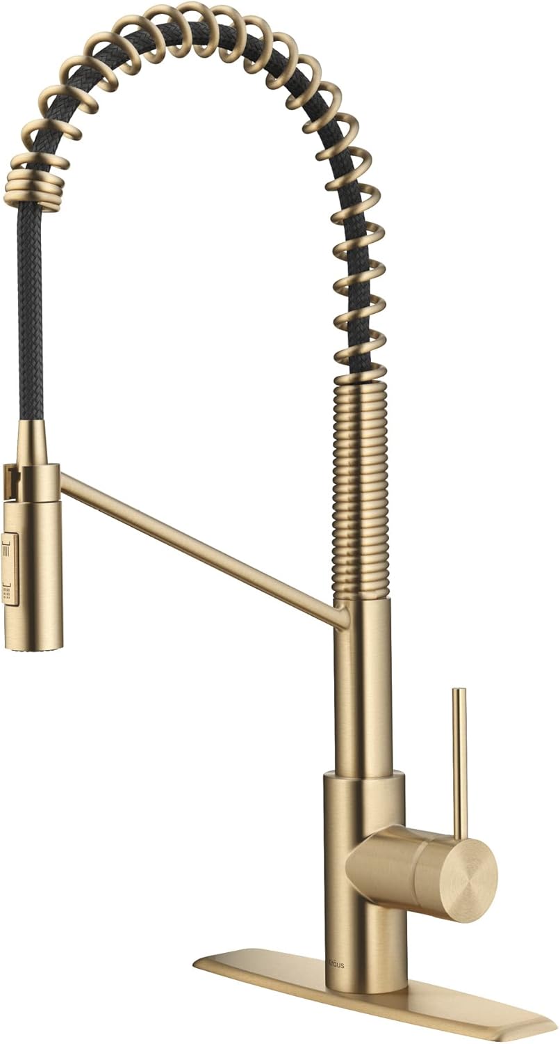 KRAUS Oletto Pull Down Kitchen Faucet in Antique Champagne Bronze