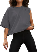 Women's Oversized Crop Tops Roll Hem Half Sleeve T-Shirts - Casual