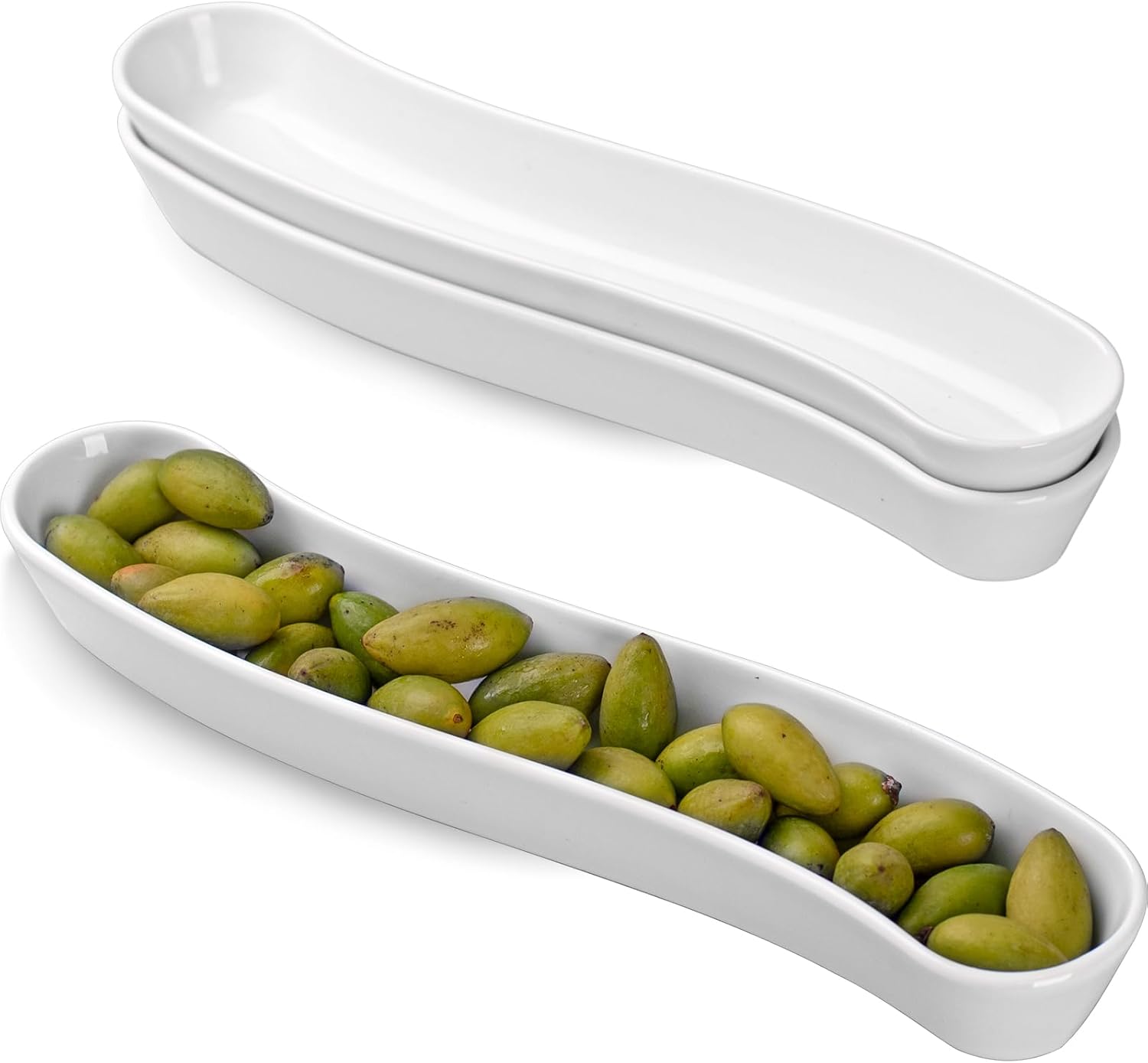 3-Pack Olive Plates for Snacks and Appetizers - Elegant Design