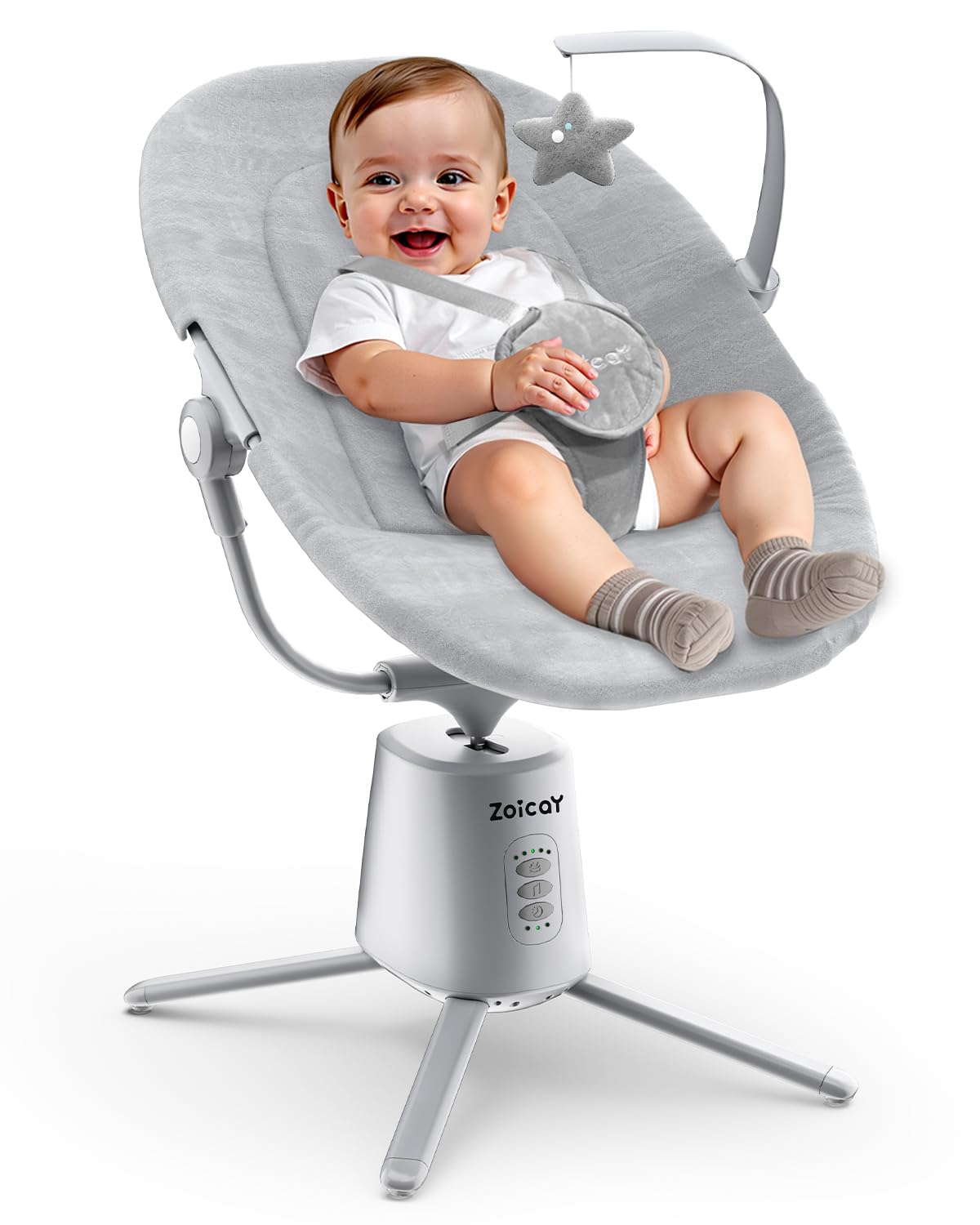 Zoicay Lightweight Baby Swing with 3 Modes & 5 Speeds for Comfort