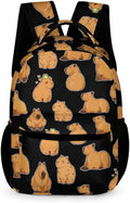 Capybara Backpack 16.2in Kids School Bag Black - Cute Printed Travel