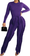 Sexy Two Piece Outfits for Women with Fringe Pants Set
