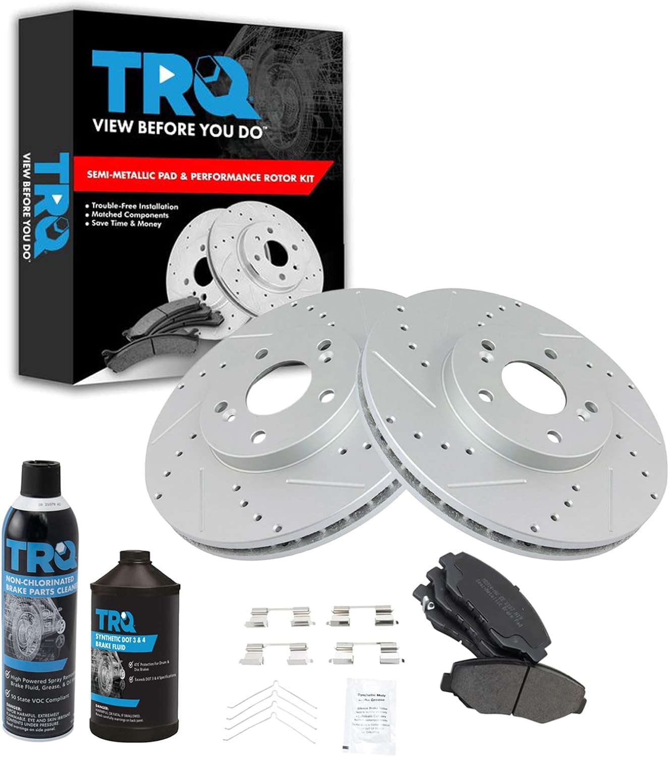 TRQ Front Performance Brake Pad & Rotor Kit for Honda Pilot