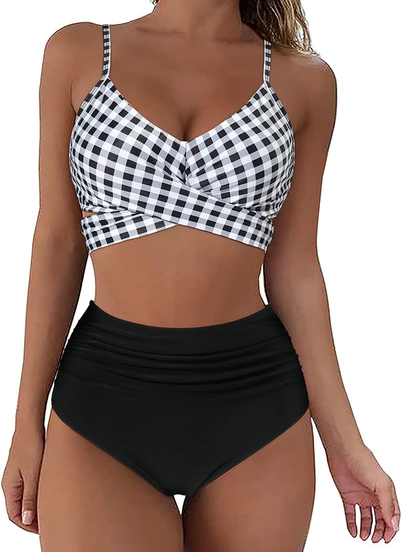 SUUKSESS Women Wrap Bikini Set High Waisted Push Up Swimsuit