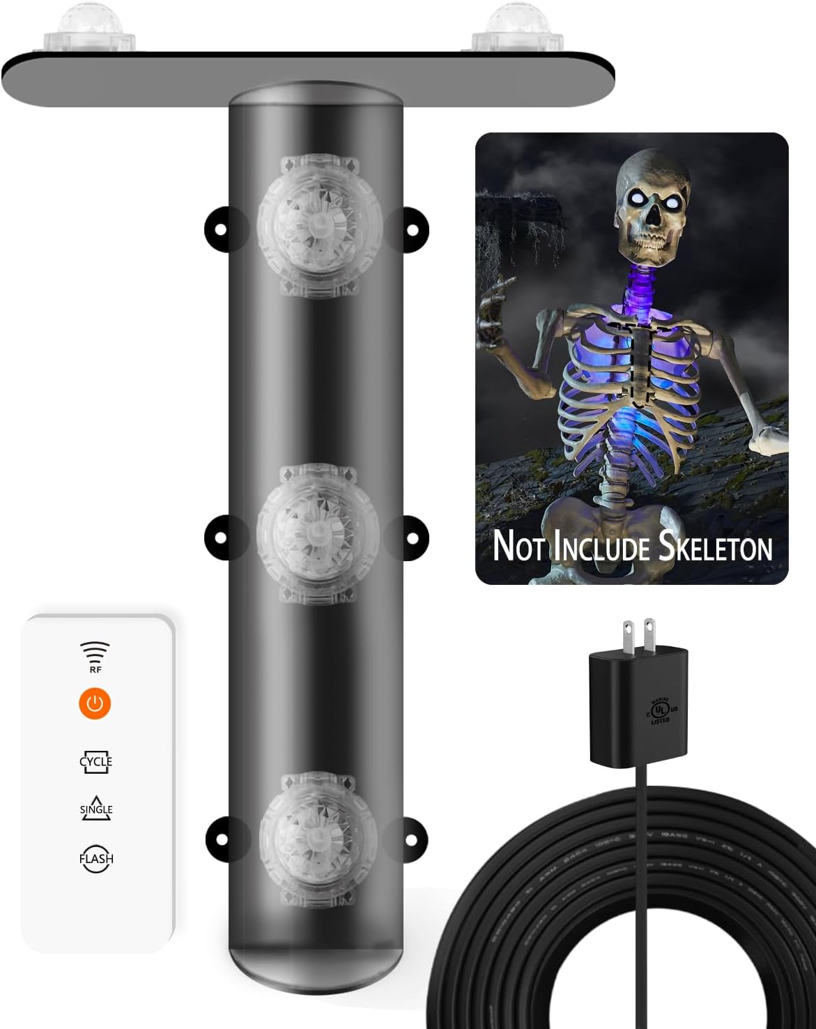 12 ft Skeleton Lighting Kit for Halloween Decoration with Remote