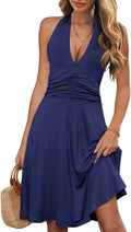 Wkior Womens Sundress Halter Neck A-Line Midi Dress - Flowy Boho Style