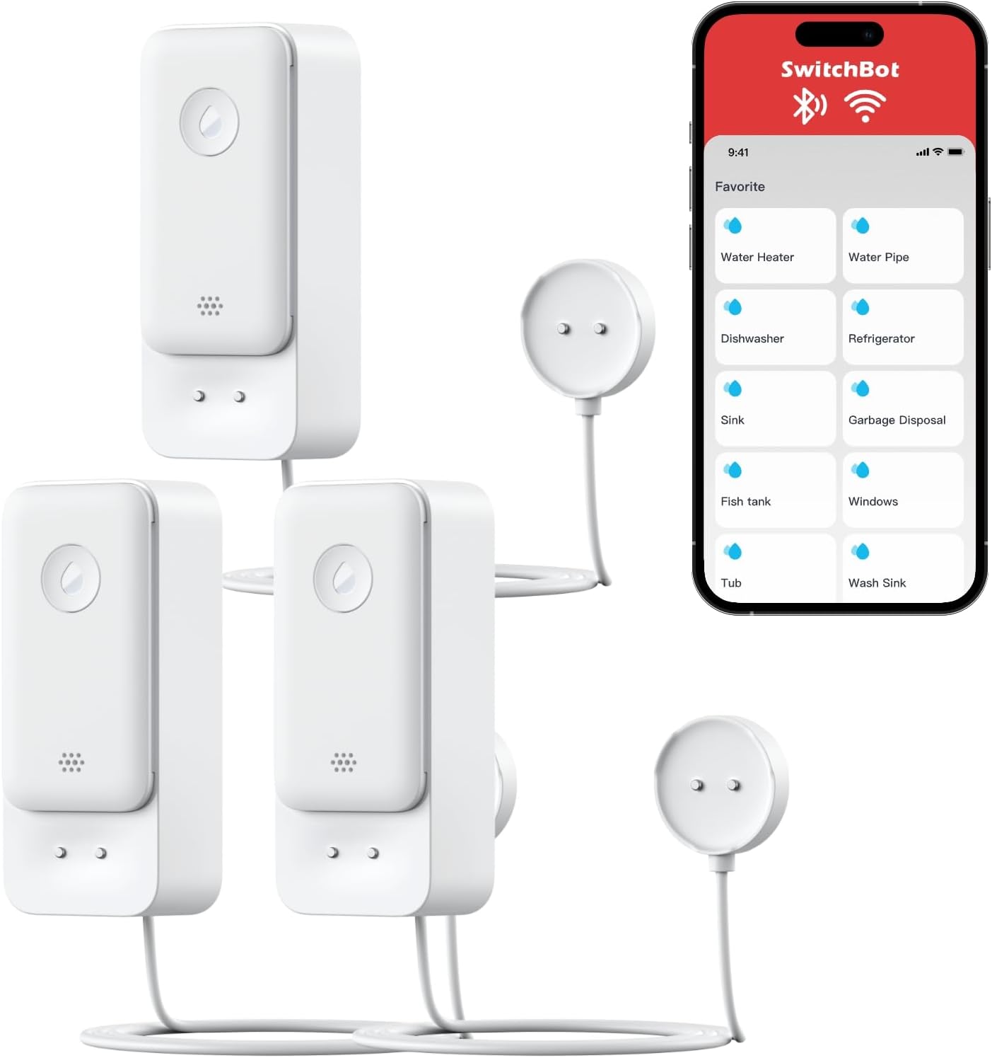 SwitchBot WiFi Water Leak Detector with 100dB Alarm & Alerts