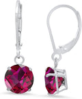 10K Solid Gold Ruby Dangle Earrings for Women - July Birthstone