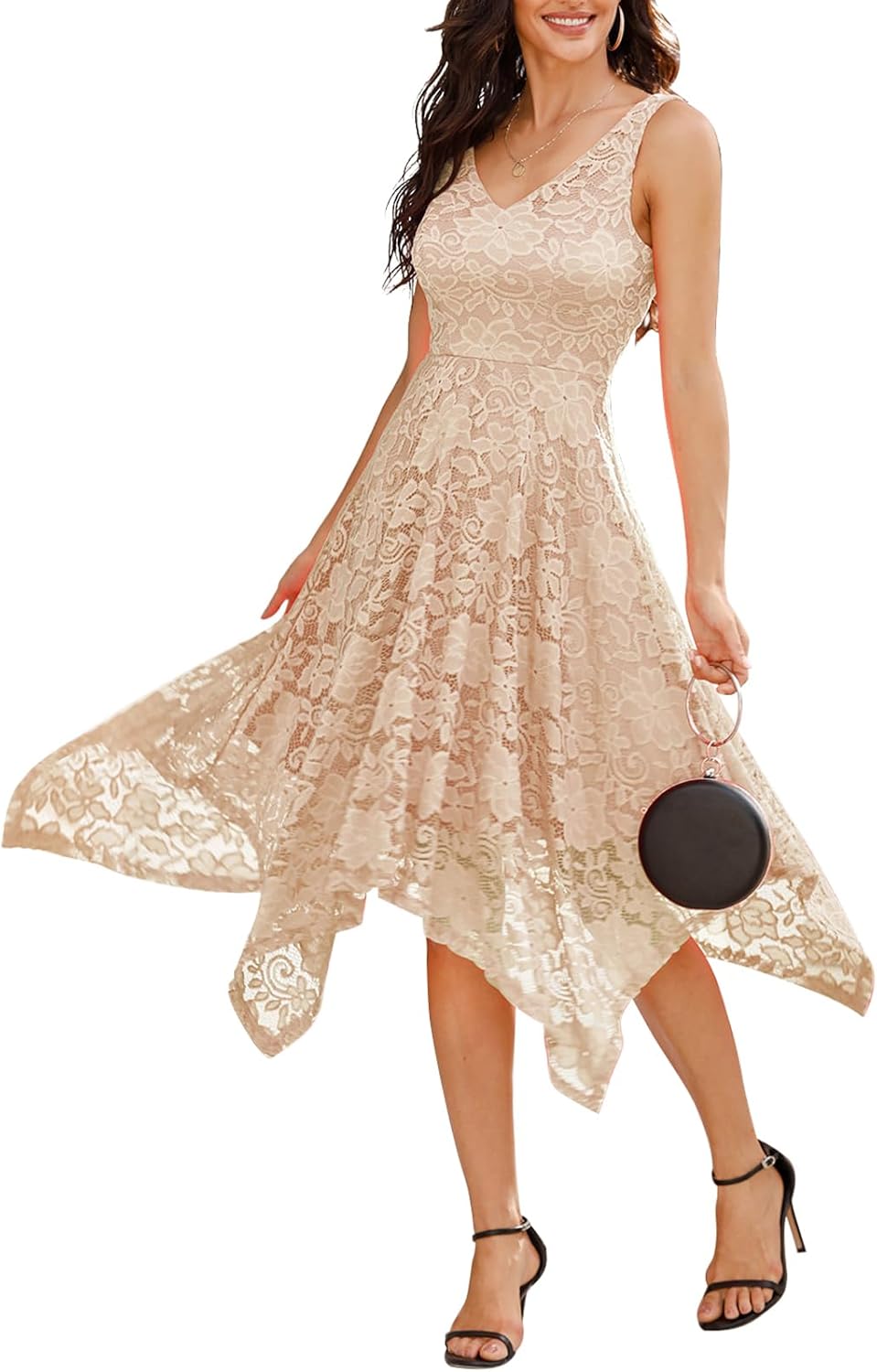 Meetjen Women's Lace Cocktail Party Dress for Weddings & Prom