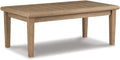 Contemporary Outdoor Rectangular Cocktail Table - Eucalyptus Slatted