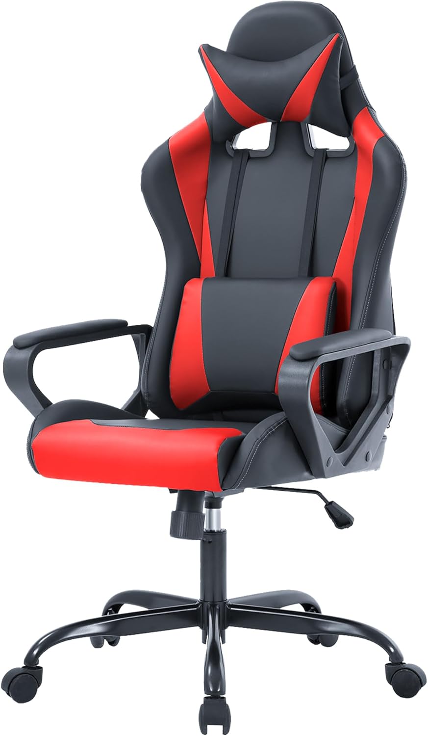 Ergonomic Gaming Chair 360 Swivel Red - Back Pain Relief!