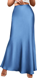 BTFBM Womens Fall Skirts 2025 Mermaid Maxi Skirt - Elegant Satin Night