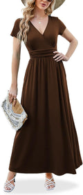 ANRILITA Maxi Wrap Dress for Women - Pleated Empire Waist Elegance