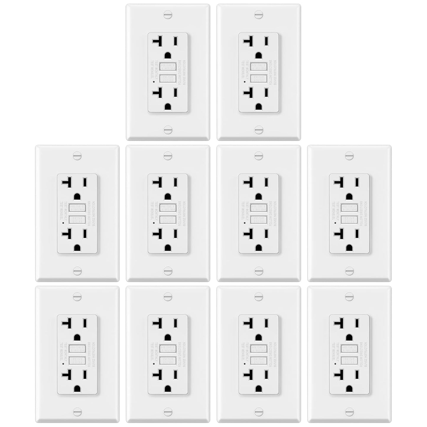 GFCI Outlets 10 Pack with LED Indicator for Safe Use