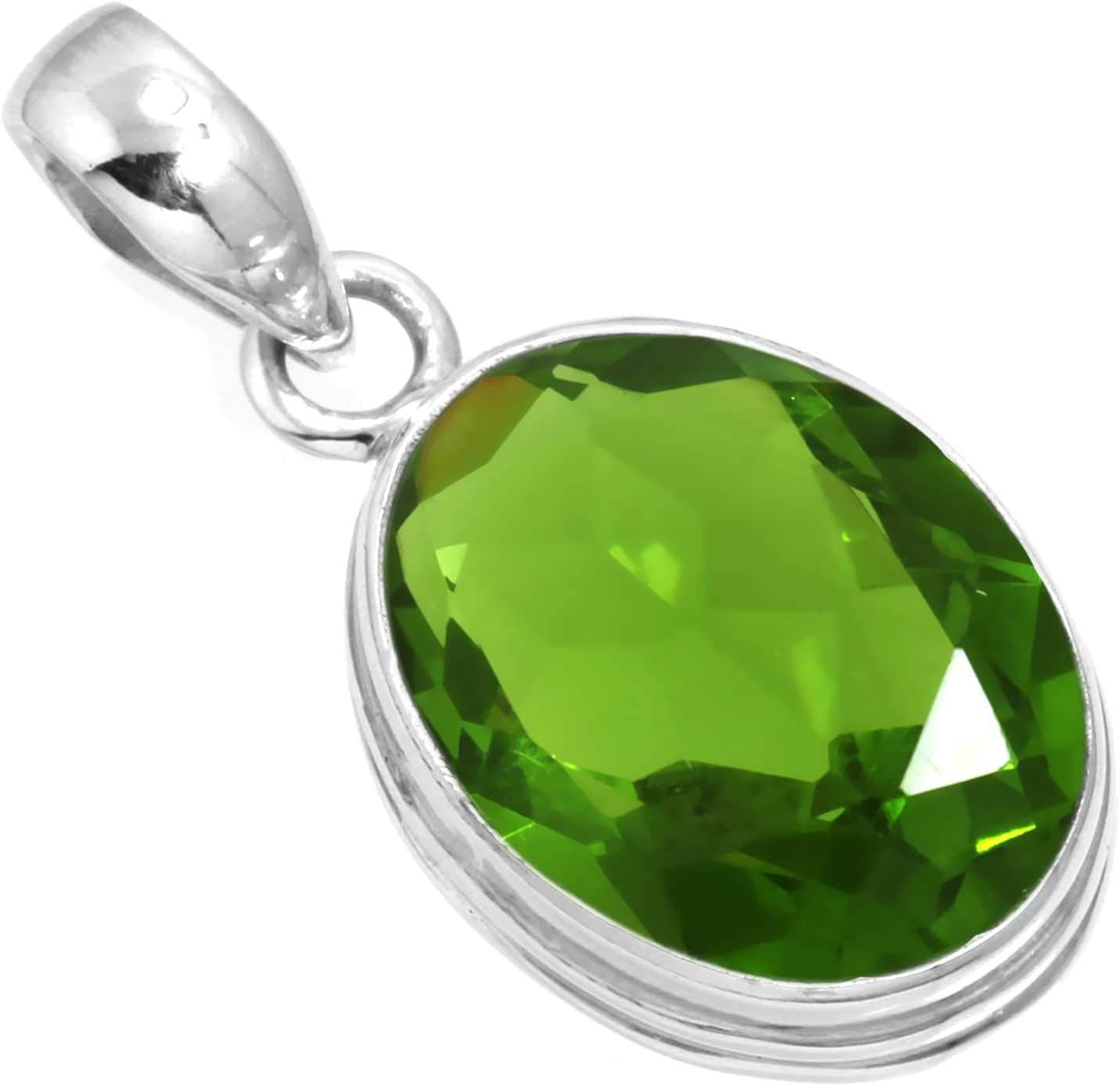 Handmade Oval Pendant Necklace with Genuine 925 Sterling Silver