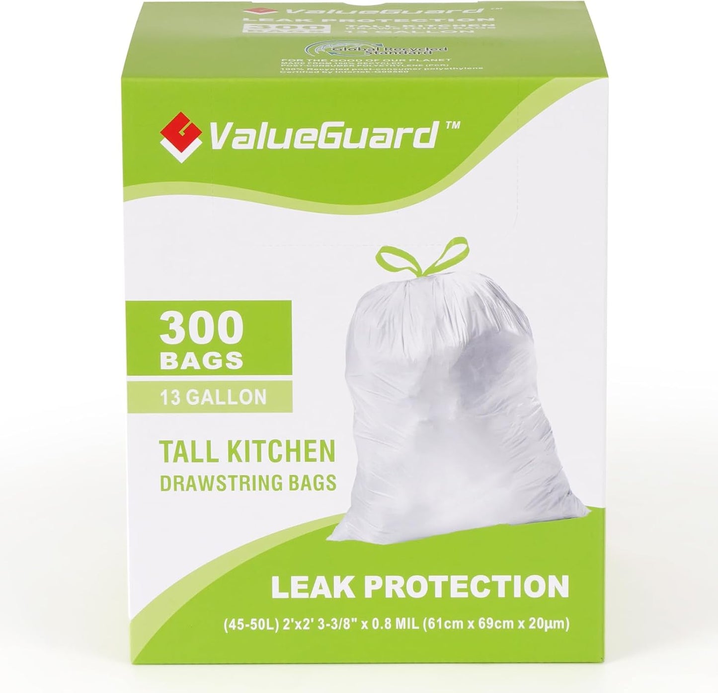 Large Trash Bag 13 Gallon Drawstring Eco-Friendly Waste Bags