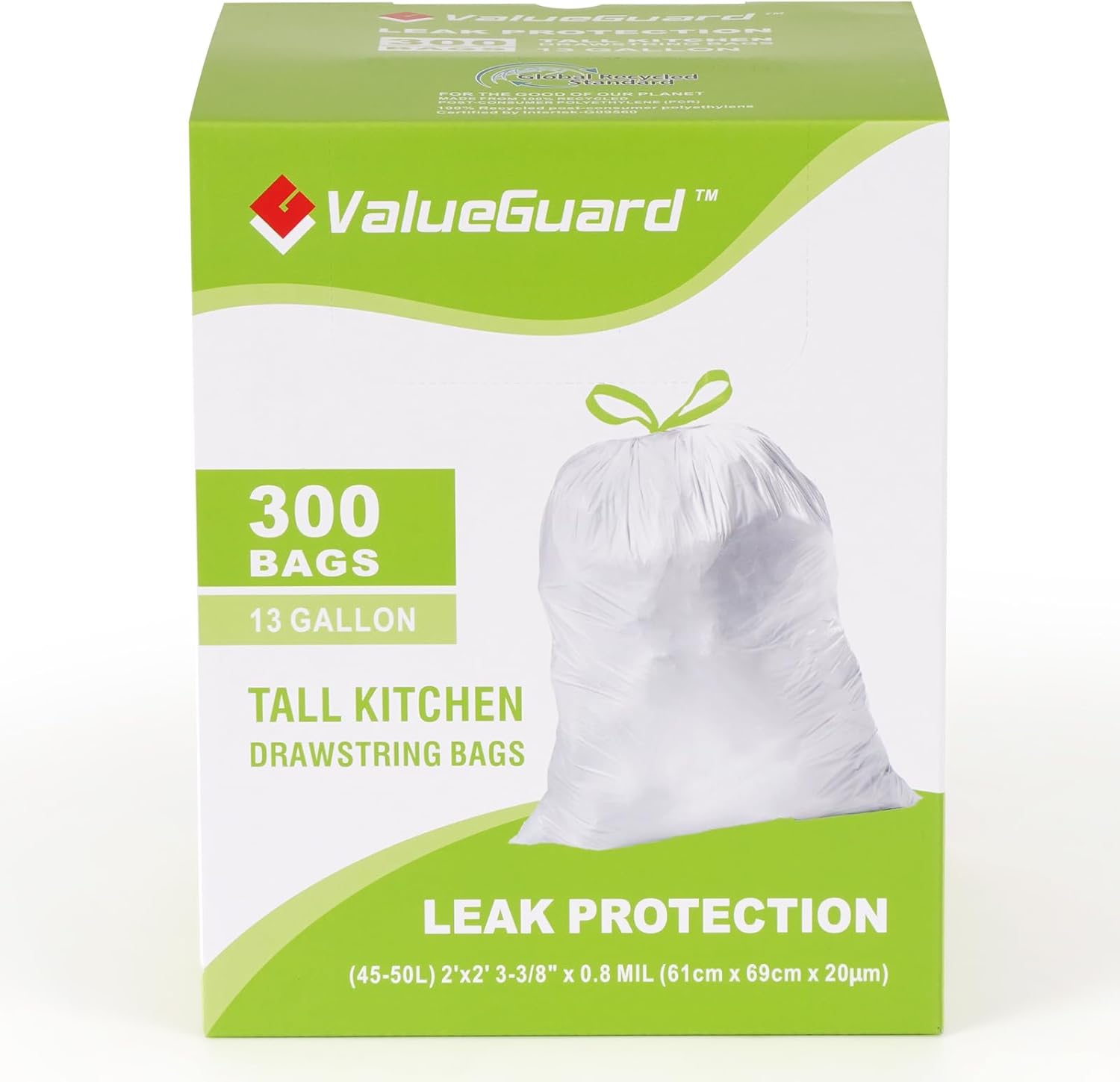 Large Trash Bag 13 Gallon Drawstring Eco-Friendly Waste Bags