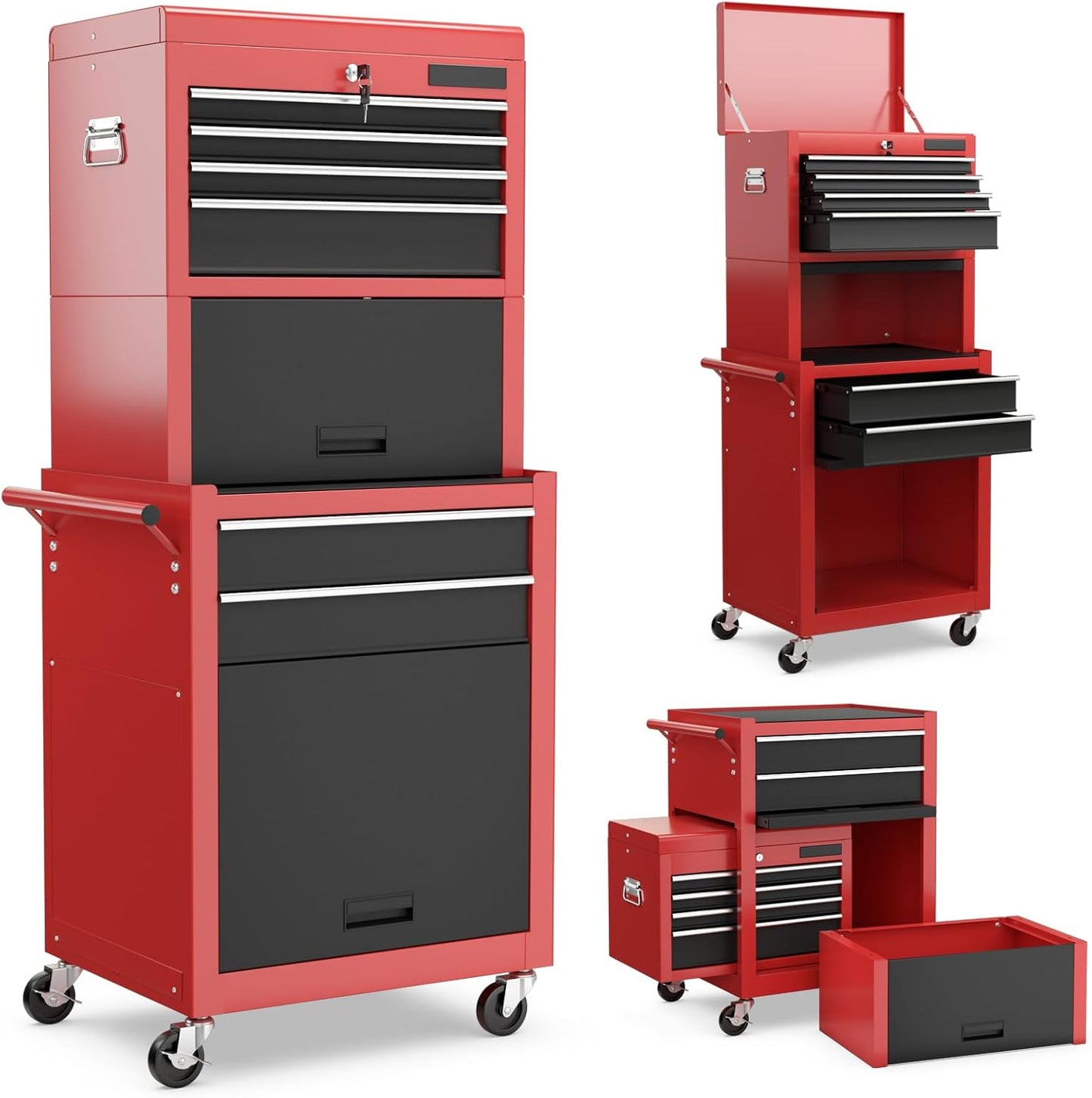 Goplus Tool Chest with 6 Drawers and Detachable Top Toolbox