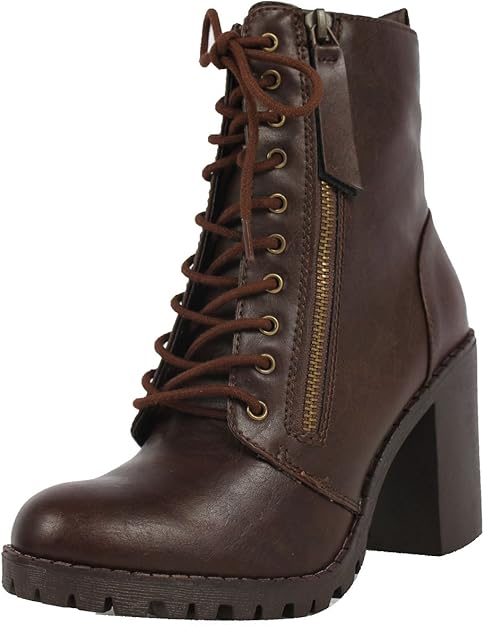 Soda Malia Round Toe Stacked Lug Heel Lace Up Ankle Booties Review