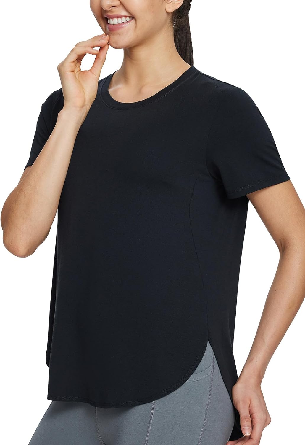 BALEAF Quick Dry Workout Tee with Side Slits