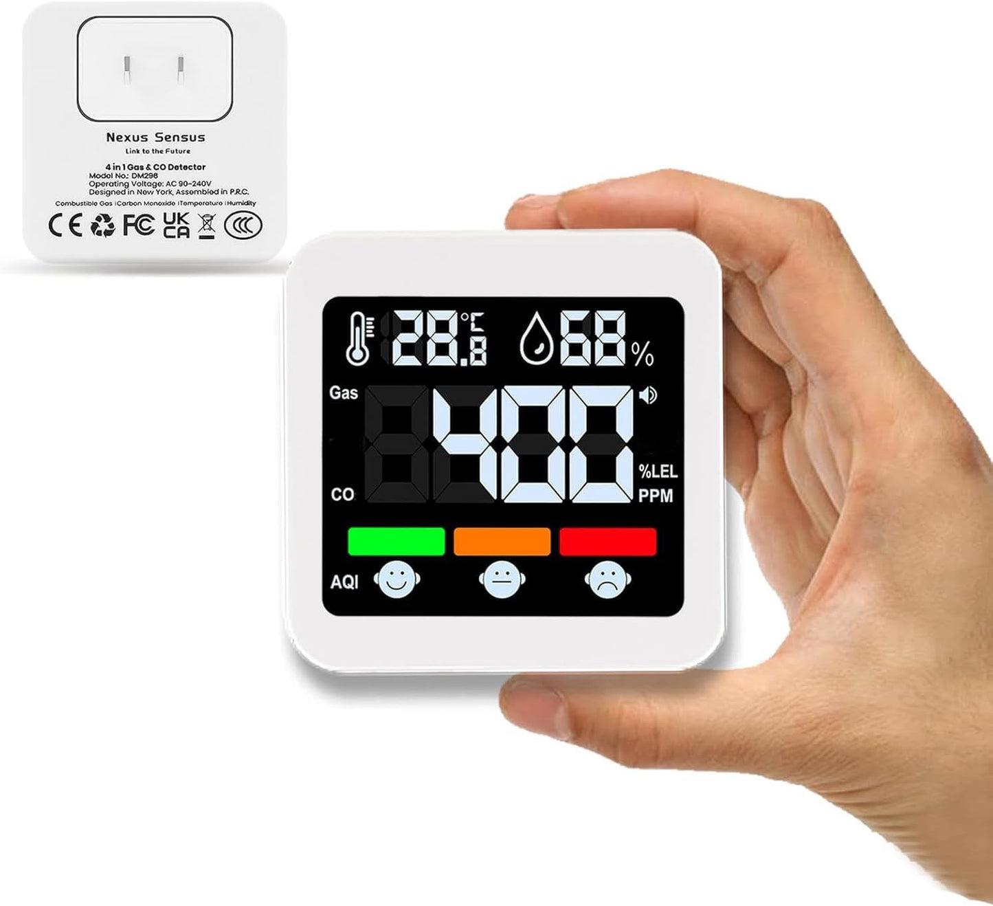 4-in-1 Gas & CO Detector for Home, RV & Apartments - White