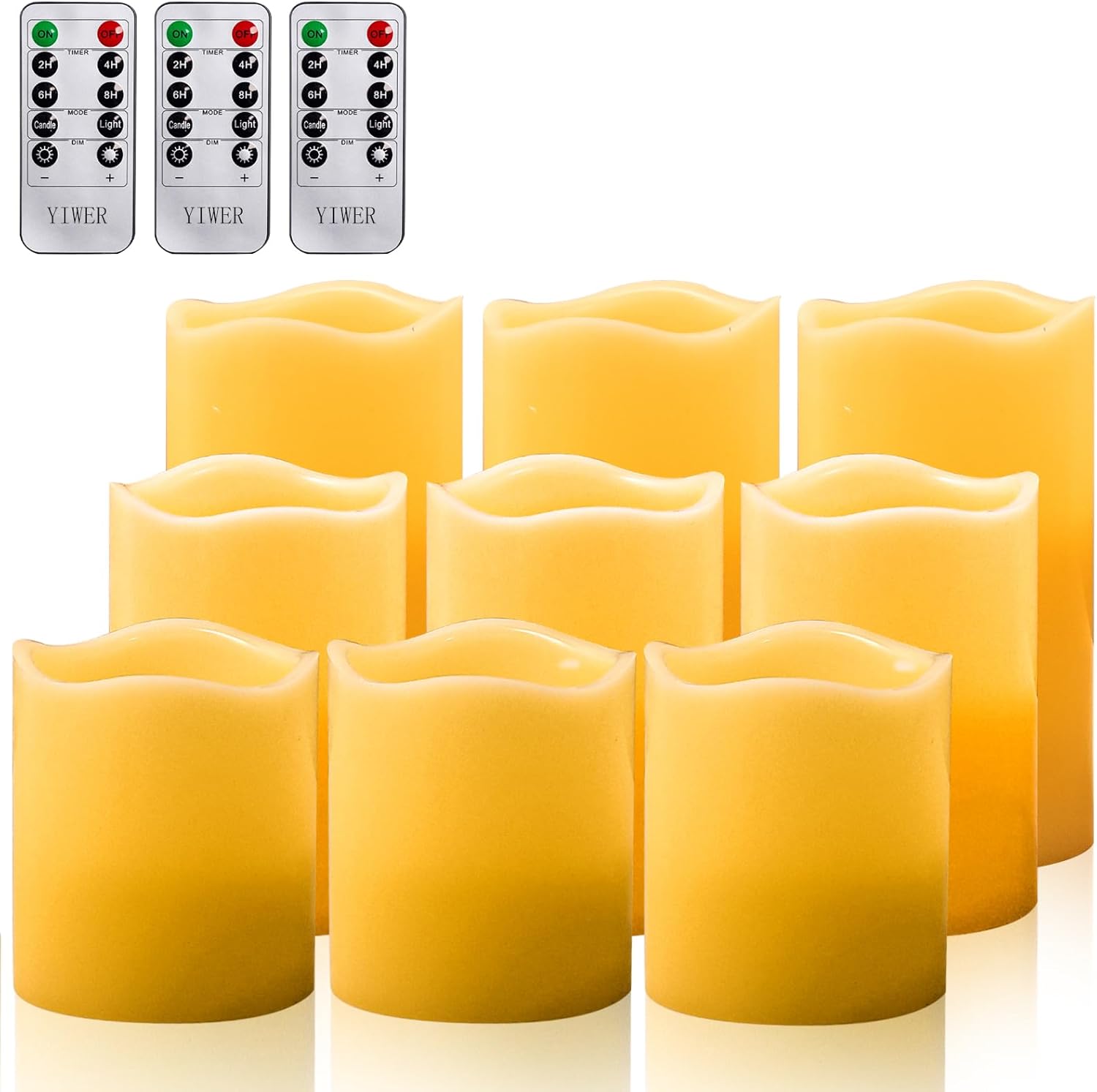 YIWER Wax Flameless Candles with Remote for Safe Ambience