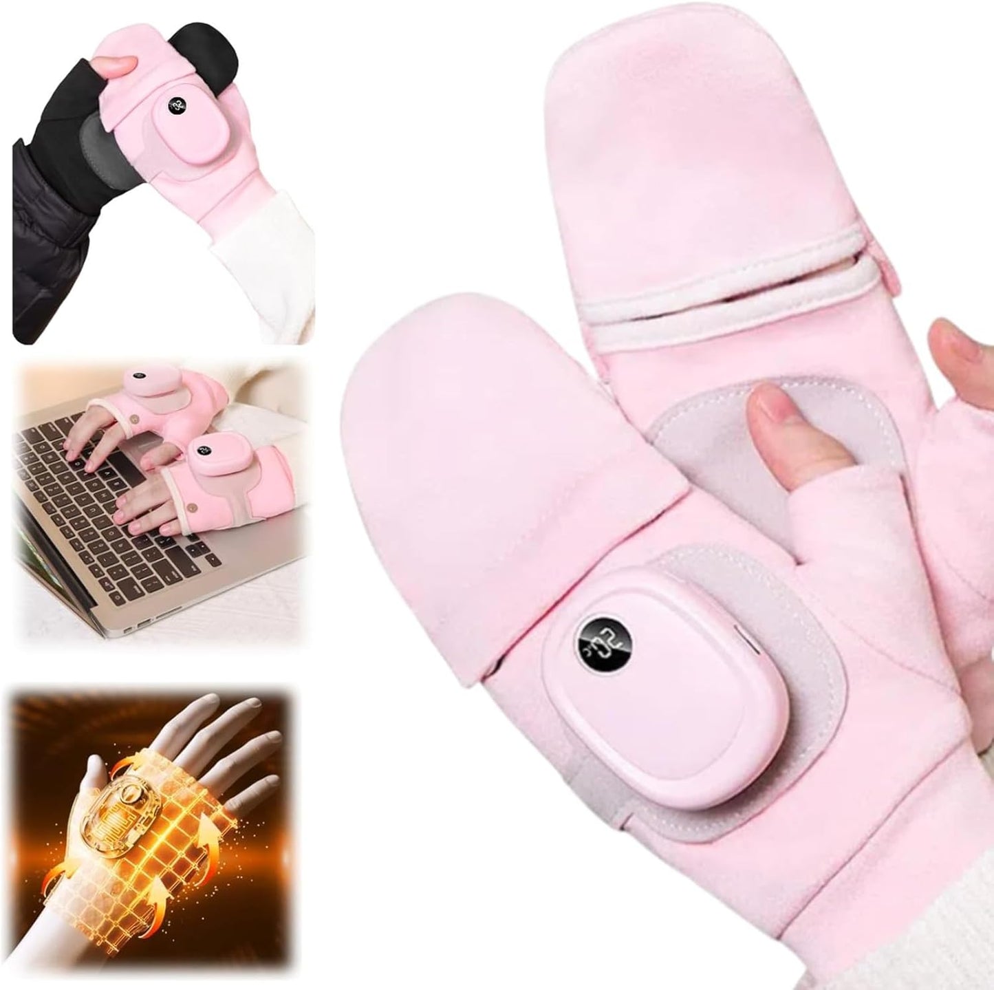 Thermostatic Heated Fingerless Gloves - Winter Essential