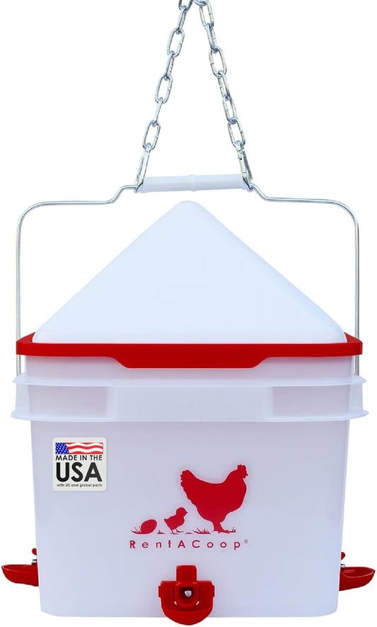 RentACoop 2 Gallon Chicken Waterer Set with Horizontal Nipples