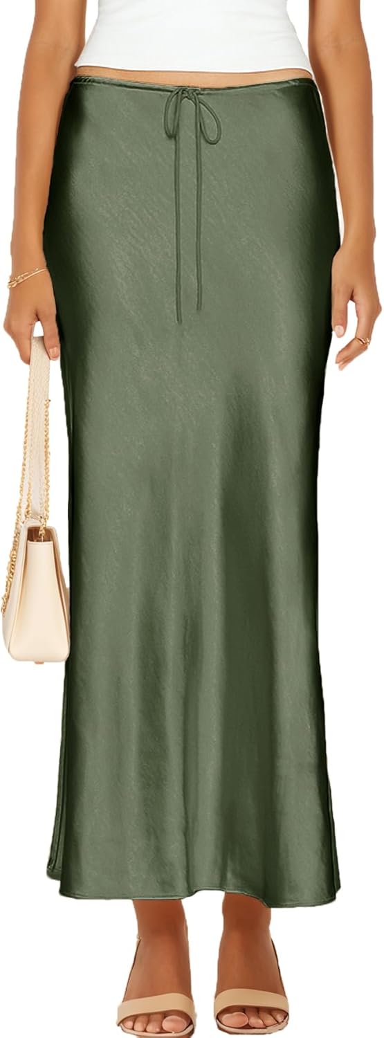 Womens Satin Silk Maxi Skirts for Casual and Formal Wear