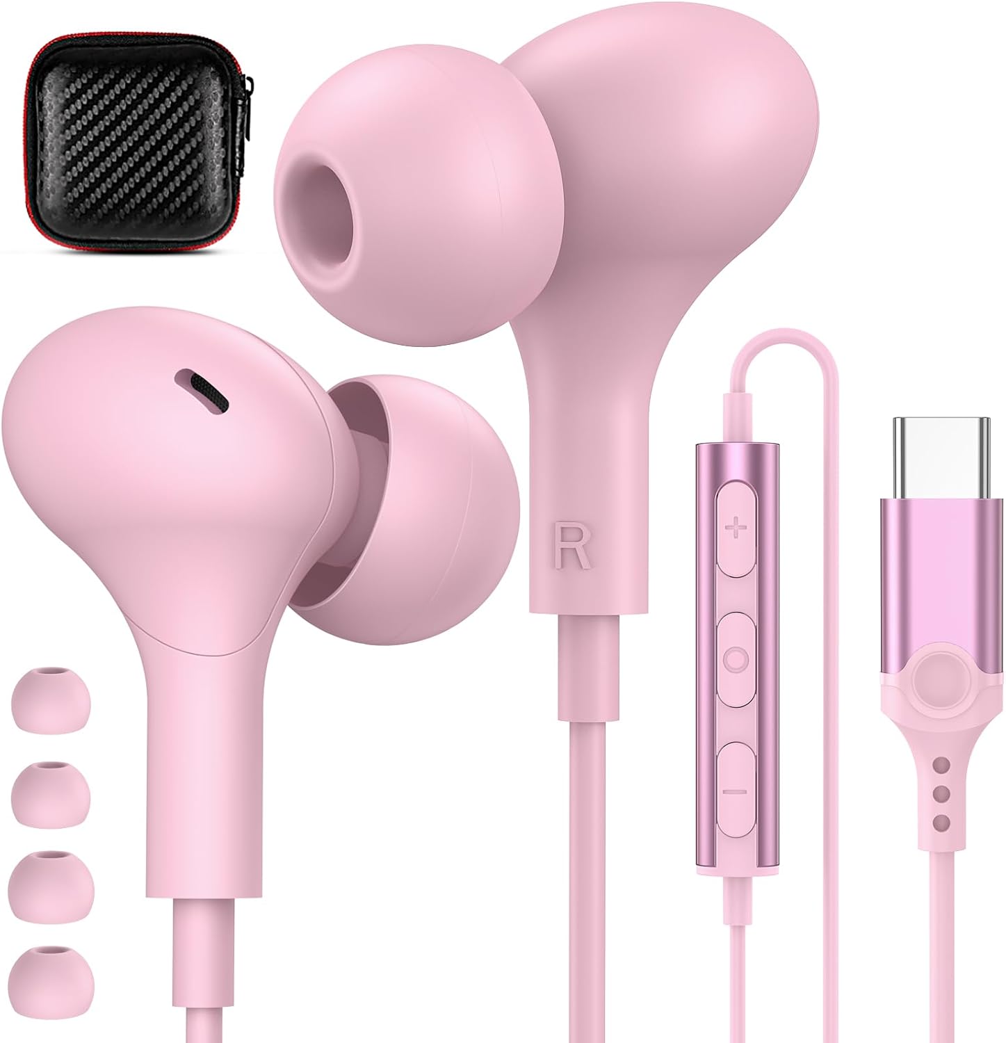 APETOO USB C Earphones: Noise Isolation, Mic - iPhone/Samsung/iPad/Pixel/Oneplus
