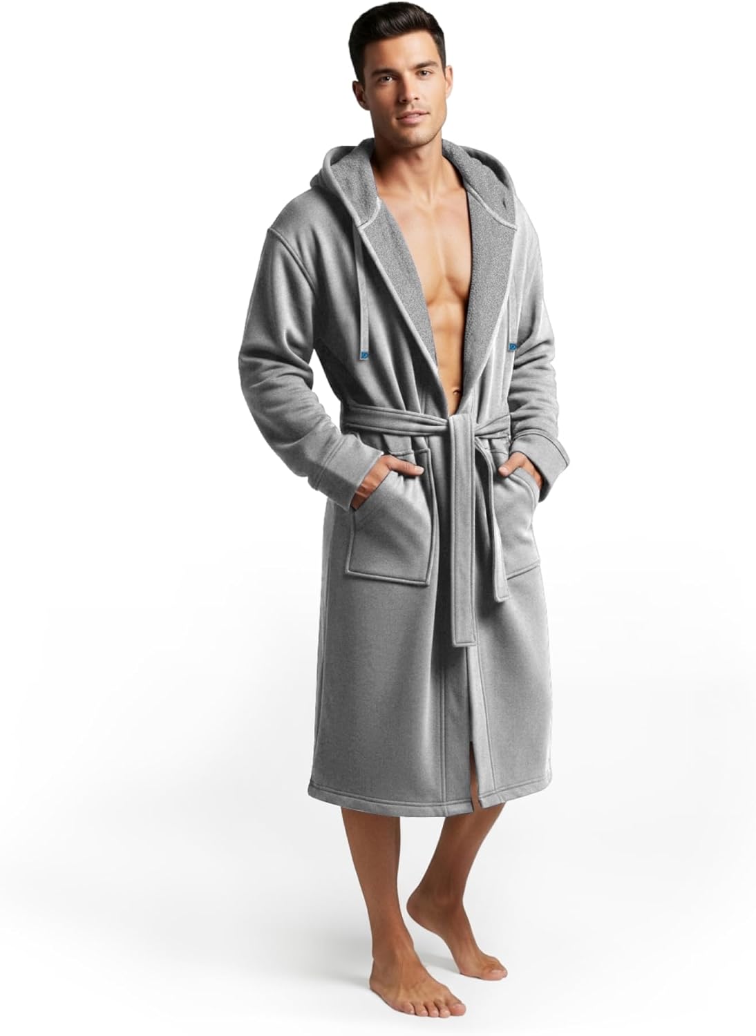 DudeRobe Mens Hooded Bathrobe with Pockets for Comfort
